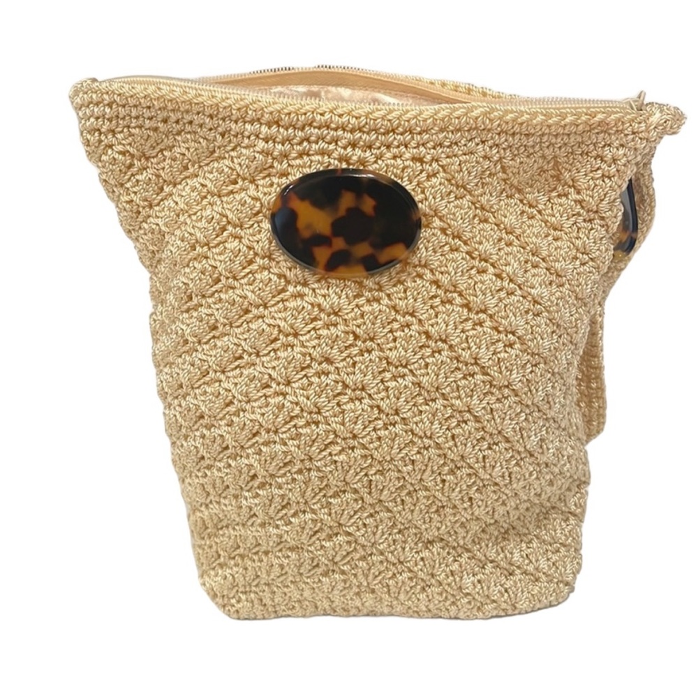 Christian Livingston woven bag. In natural with tortoise accents. NWOT